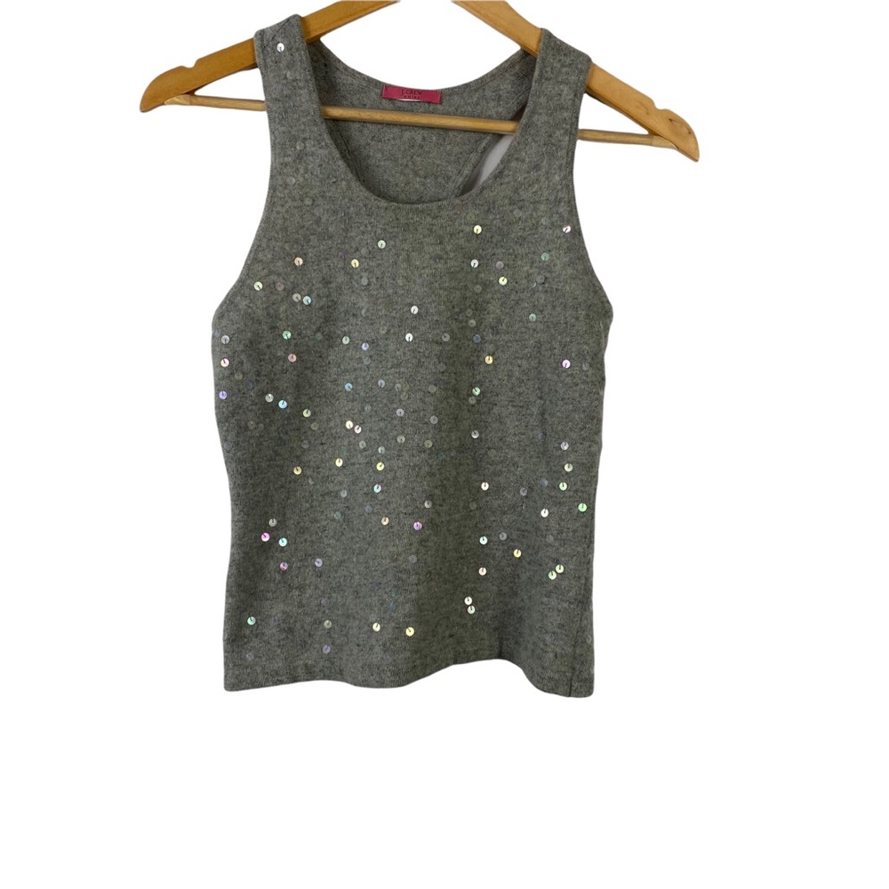J. Crew embellished Sequin Cute Sweater Gray Sleeveless Sleeveless  XS